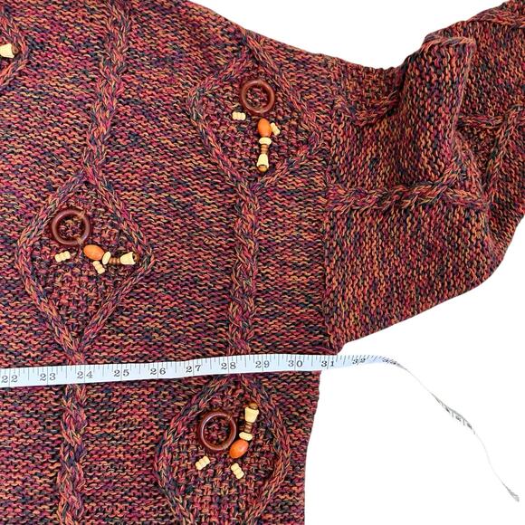 K.C. Creations Oversized Boho Artsy Tunic Sweater W Fringe Hem Rainbow Marled - Picture 13 of 16